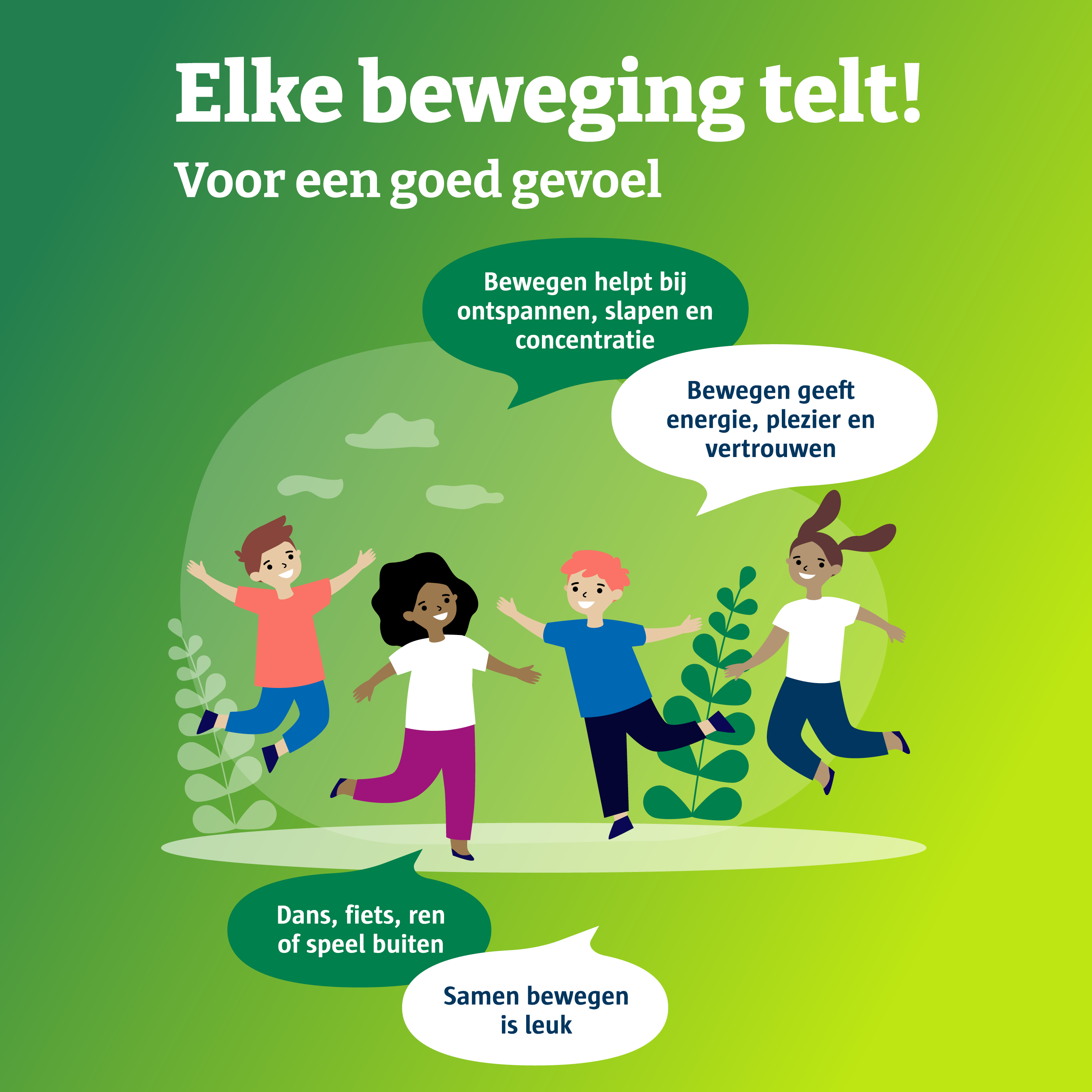 tekening van springende kinderen